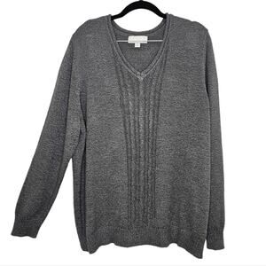Carolyn Taylor Gray V Neck Sweater 3X